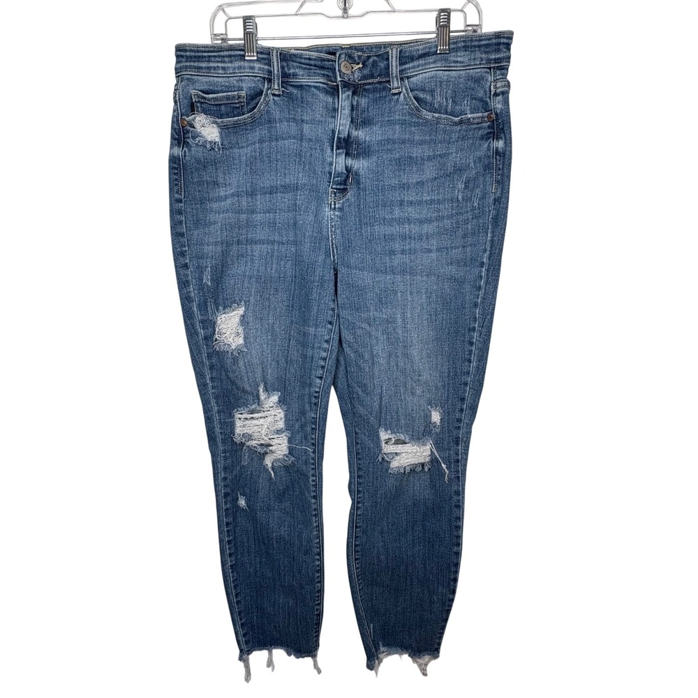 Judy Blue Kyla Straight Jeans 13/31 Ripped Distressed Boho Streetwear Y2K Grunge